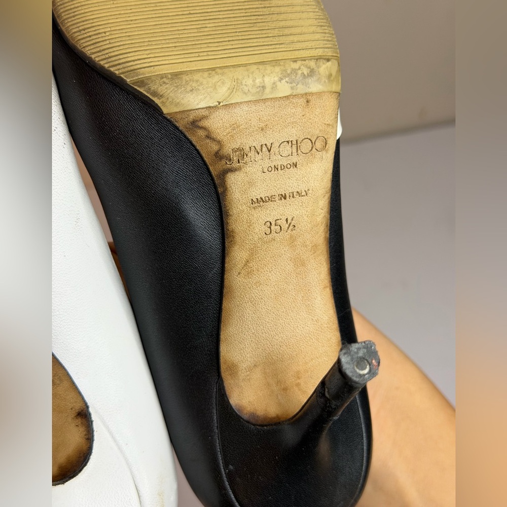 Jimmy Choo Love Pumps in a Black/White Two-tone Leather and Patent finish - Picture 11 of 11